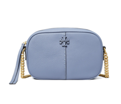 Tory Burch McGraw Pebbled Leather Camera Bag Crossbody ~NWT~ Bluewood - £192.65 GBP