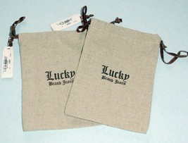 Lucky Brand Jeans Logo Small Drawstring Jewelry Bag Pouch 2 PC. Empty New - £11.52 GBP