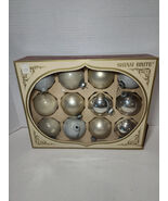 Shiny Brite Vintage Christmas Ornaments Set Of 12- 3 Silver/6 Gold/3 Gli... - $29.69