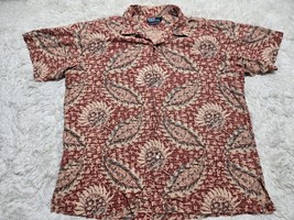 Polo Ralph Lauren Shirt Men XL Red Vintage Camp Linen Paisley Hawaiian Button Up - £31.29 GBP