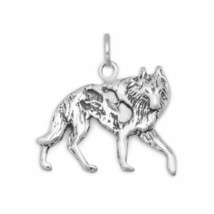 925 Sterling Silver Wolf Animal Charm Neck Piece Men&#39;s Graduated Fashion Jewelry - £27.31 GBP