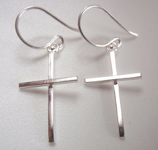 Basic Christian Cross Dangle Earrings 925 Sterling Silver - £4.97 GBP