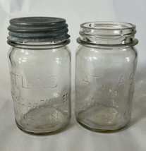 Antique Atlas Strong Shoulder Mason Pint Canning Jars with Light Brown Tint - £19.97 GBP