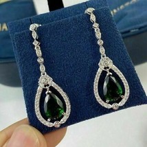 Aretes colgantes o colgantes con diamantes de esmeralda verde talla pera de... - $128.84