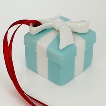 Tiffany Blue Gift Box and Bow Christmas Holiday Ornament Bone China Porc... - £294.98 GBP