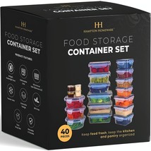 40 Piece Food Storage Containers With Airtight Snap-On Lids - Plastic Containers - £51.40 GBP