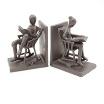 Rocking Chair Metal Bookends - Couple Reading - Abstract Figurine - £59.35 GBP