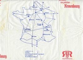  R U R Restoroute En France on Precise Kronenbourg Paper Napkin France  - $13.86