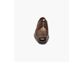 Stacy Adams Gennaro Wingtip Oxford Ostrich Print Leather Cognac 25537-221 image 7