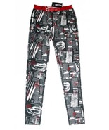 Ethika DAILY Newsprint Newspaper Script Red Black White Leggings Wm&#39;s NW... - $53.32 CAD