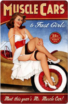 Muscle Cars Pin-Up Metal Sign - $30.00