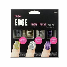 Edge Triple Threat Nail Art Kit 3 Looks in 1 Kit 4 Nail Polishes - £8.64 GBP