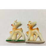 Vintage deer fawn young Rudolph the red nose reindeer Christmas candles - $19.75