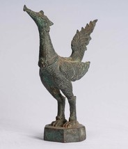 Antik Thai Stil Stehend Bronze Mystisch Vogel / Goose / Pfau - 23.5cm/22.9cm - £198.01 GBP