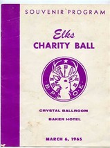 Elks Charity Ball Program Crystal Ballroom Baker Hotel Dallas Texas 1965  - $17.82