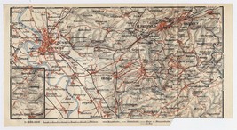 1911 Antique Map Vicinity Of Dusseldorf Düsseldorf Wuppertal Germany - $27.31