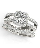 Princess Cut 2.75Ct White Moissanite Engagement Ring Set 14k White Gold ... - £271.18 GBP