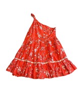 Free People All Mine Mini Dress Linen Blend Red Floral Print One Shoulde... - $79.21 CAD
