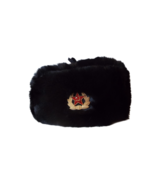 Russe Ushanka Militaire Chapeau Noir Avec / Soviet Red Army Badge W / Haut - $34.99