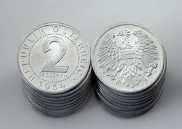 1954 Austria 2 Groschen Coin Lot (20 coins) All in BU Condition! KM# 2876 - $42.52 CAD