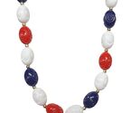 Patriotic Red White Blue Choker Necklace Spiral Beads, Gold Accents Hand... - $19.81