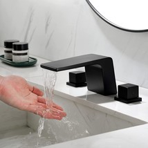 Shamanda Waterfall Bathroom Faucet 3 Hole, 2 Square Handle Widespread Rv, 7 - £119.23 GBP