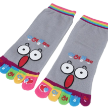 Women&#39;s Expression Pattern Graphic Cotton Toe Socks - New - Gray - $9.99