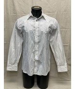 Buckle Roar Revel II White Embroidered Button Front Shirt Men Size L - €14,55 EUR