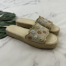 Jack Rogers Womens Platform Slide Sandals Size 8 Metallic Floral Trim Sl... - $39.59