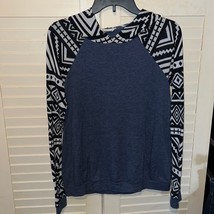 Ba -Bel Blue hoodie with Southwestern print sleeves &amp; hood - $11.76