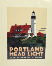 Portland Head Light Art Print 8&quot; x 10&quot; Travel Poster By Alan Claude Main... - $23.99