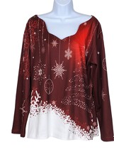 Just Fashion Now Women&#39;s Christmas Tree Tunic Top Snowflakes Snow Long S... - $14.85
