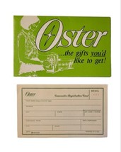 VTG Oster Catalog Product Information Brochure  &amp; Registration Card Mode... - £11.78 GBP