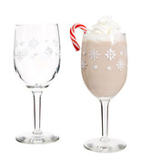 Christmas Holiday Winter  Snow Flakes Wine Glass Goblets Set of 2- 10 oz  - £40.21 GBP