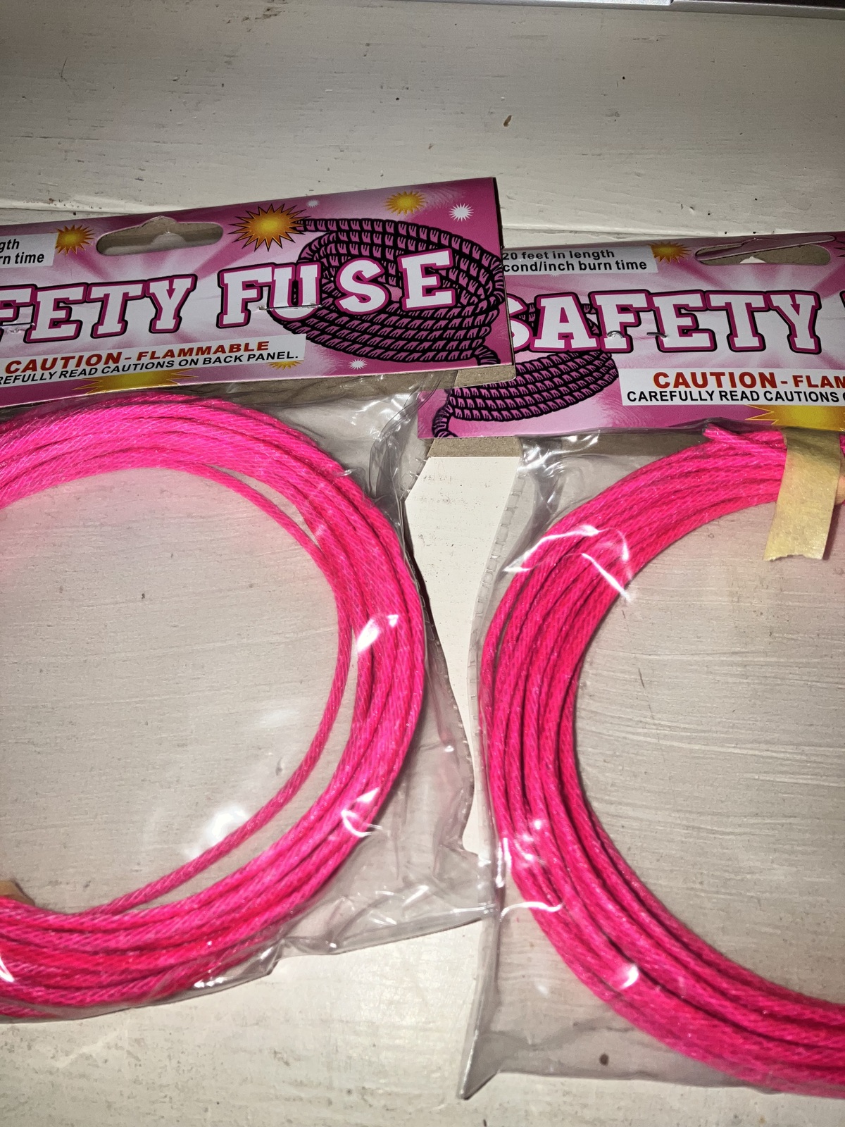 Lot of 5 packages of safety fuse pink 100’ Free Shipping  - $68.95