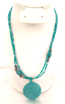 Women&#39;s Pendant Necklace Double Strand Imitation Turquoise Adjustable Le... - $14.85