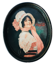 Coca Cola Coke Vintage Repro Tray Oval Victorian Lady 15 x 12.5&quot; - £17.77 GBP