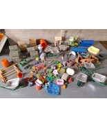 Schleich Farm Accessories Pails Food Hay Tools Fence Large Lot Vintage - £62.47 GBP