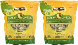 2 PACK KIRKLAND SIGNATURE CASHEW CLUSTERS WITH ALMOND &amp; PUMPKING SEEDS 2... - £28.88 GBP