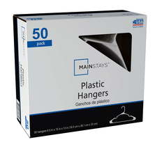 Mainstays Adult &amp; Teen Clothing Hangers, 50 Pack, White, Durable Plastic - £12.38 GBP