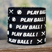 Set of PLAY BALL Wristbands - Lot of Silicone Bracelets for Baseball &amp; Softball - £4.63 GBP+