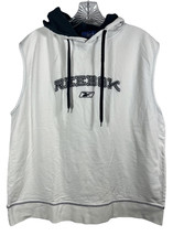 Reebok Mens White 100% Cotton Sleeveless Hooded Sweatshirt Size M w Side... - £23.45 GBP