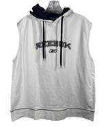 Reebok Mens White 100% Cotton Sleeveless Hooded Sweatshirt Size M w Side... - £23.10 GBP