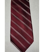 DKNY Tie Men&#39;s 100% Silk Red Striped Repp Tie 58&quot; x 3&quot; - $14.84