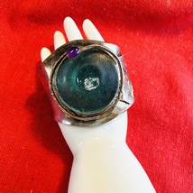 Vintage Ancient Roman GLASS/STERLING Cuff Bracelet - £313.86 GBP