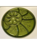 Vintage Indiana Glass Olive Green Deviled Egg Relish Tray Plate MCM Tree... - £13.92 GBP