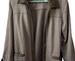 Alfred Dunner Jacket Womens Size 14 Brown Open Front Collared Herringbone - $16.59