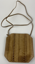 Vintage Saks Fifth Avenue Vegan Snakeskin Embossed Shoulder Bag Beige CA... - $29.69