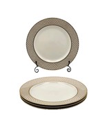 Fitz and Floyd Dynasty 10 1/4&quot; Dinner Plates Set of 4 Gold and White VTG... - $59.99