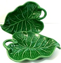 Noble Excellence Green Leaf Plates Set of 2 Excellent 8.5&quot; x 6&quot; - £18.45 GBP